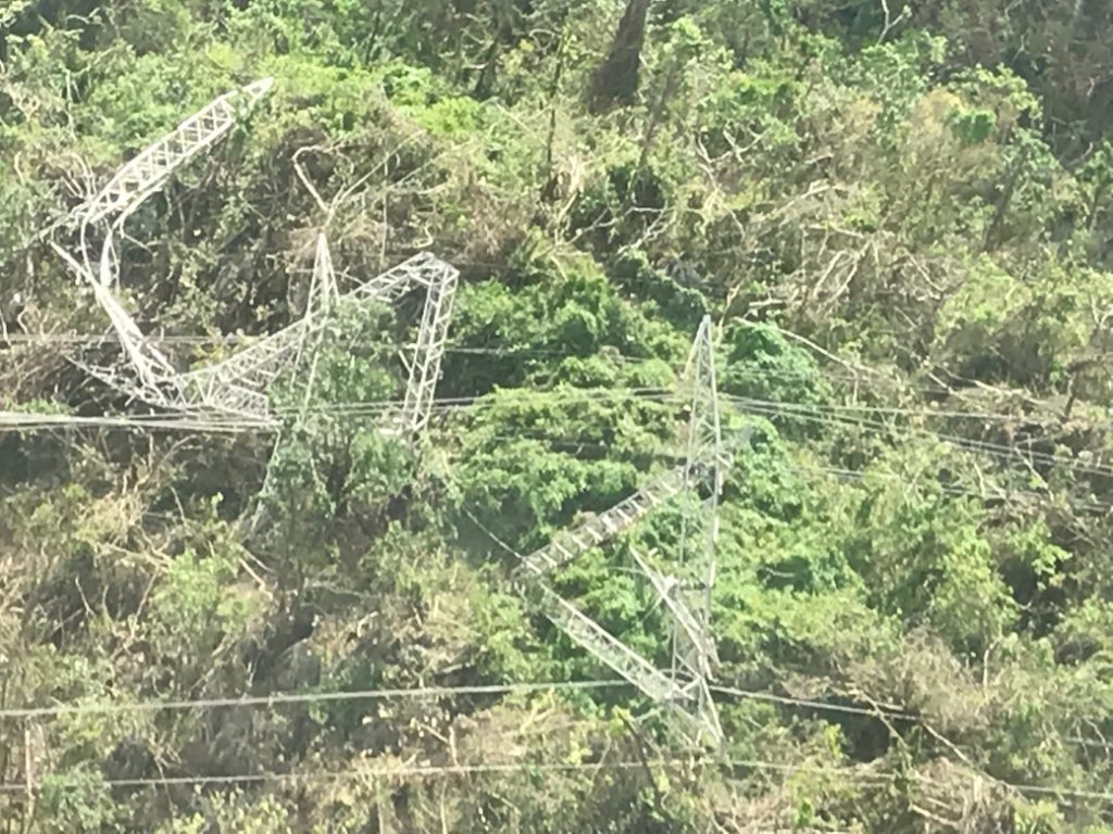 Power Lines destroyed in Puerto Rico due to hurricane maria