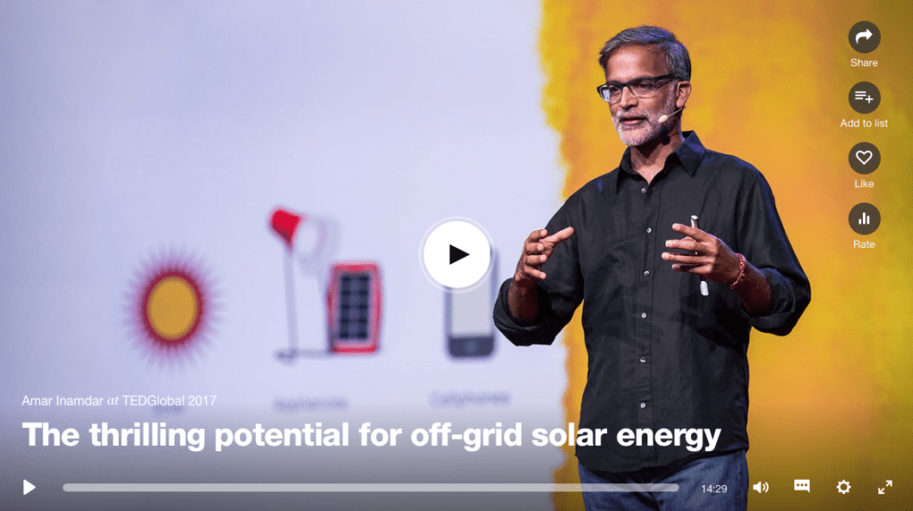 Amar Inamdar TED talk - the thrilling potential for off-grid solar energy