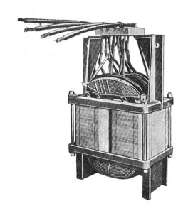 A drawing of an original Westinghouse transformer