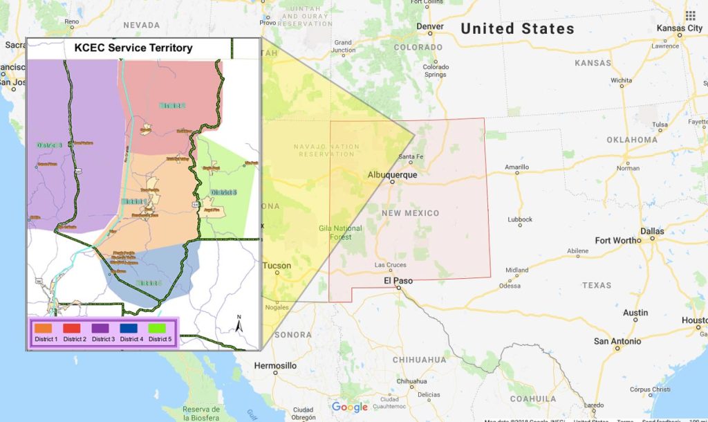 The territory serviced by the Kit Carson Electric Cooperative