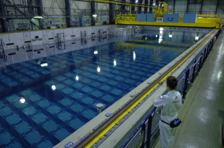 A nuclear cooling pool at the la Hague reprocessing plant