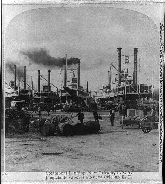 steamboats powered by coal landing New Orleans 1891