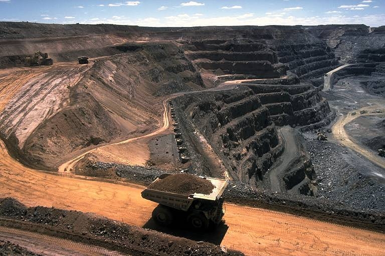 An example of coal strip mining, a type of surface mining