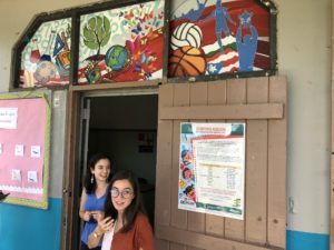 Ana Sophia and Rebecca outside