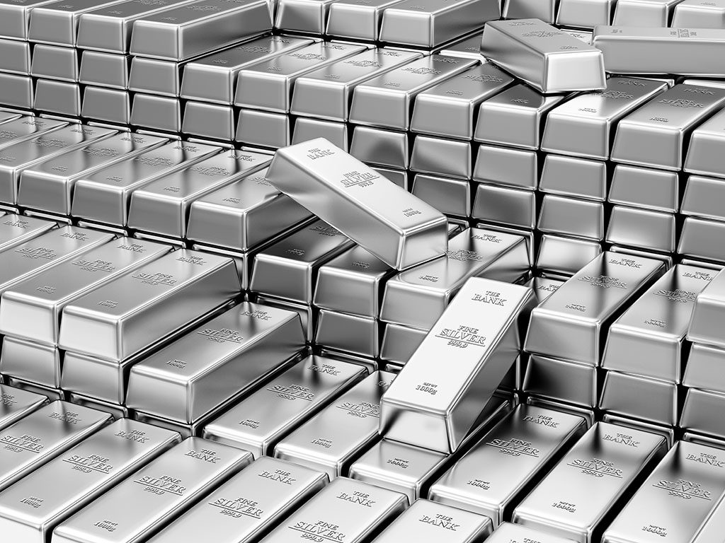 a stack of silver bars