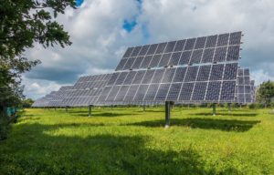 Solar panels on farmland